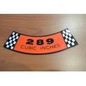 STICKER FILTRE A AIR MUSTANG 65-66 289